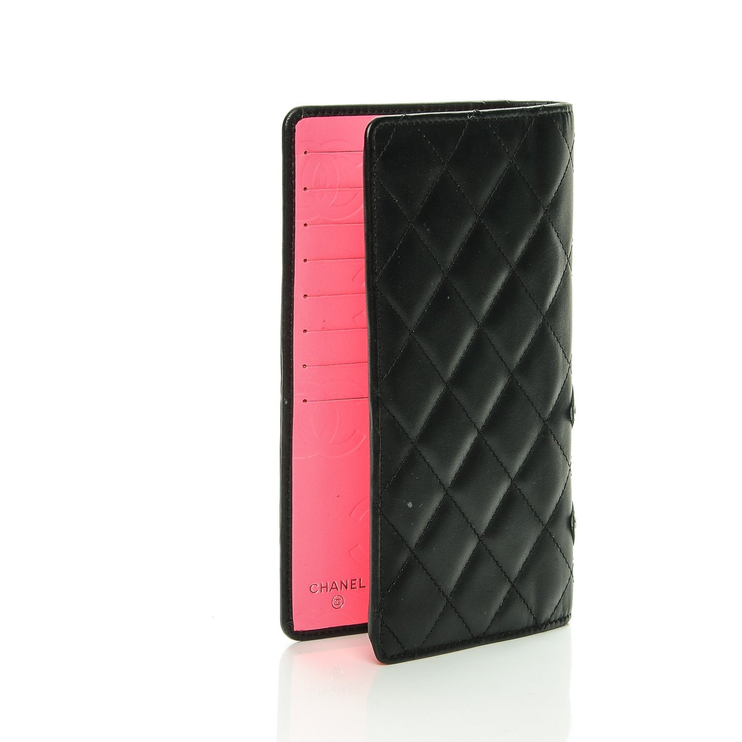 Calfskin Quilted Cambon Yen Wallet Black