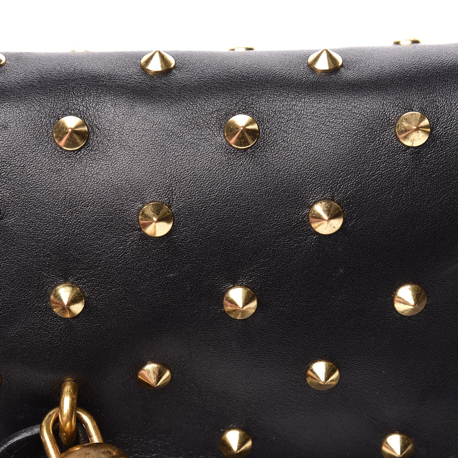 Alexander McQueen Calfskin Studded Padlock Skull Clutch Black 12 of 12