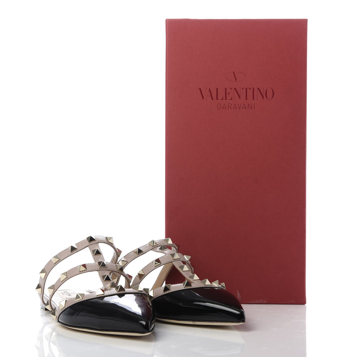 Patent Rockstud Flat Cage Mules 37 Black Poudre