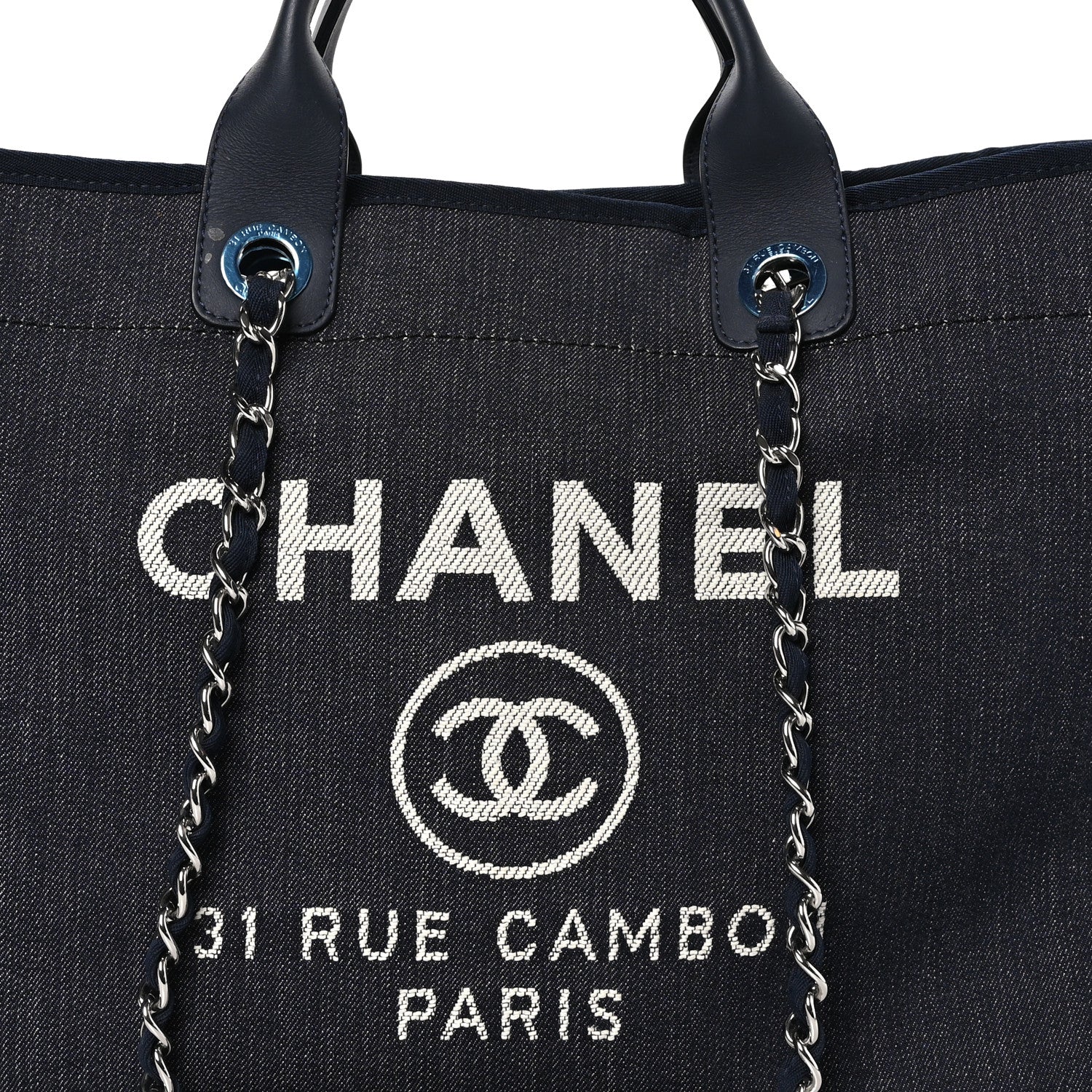 Chanel Denim Medium Deauville Tote Dark Blue 8 of 10