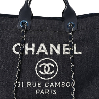Chanel Denim Medium Deauville Tote Dark Blue 8 of 10
