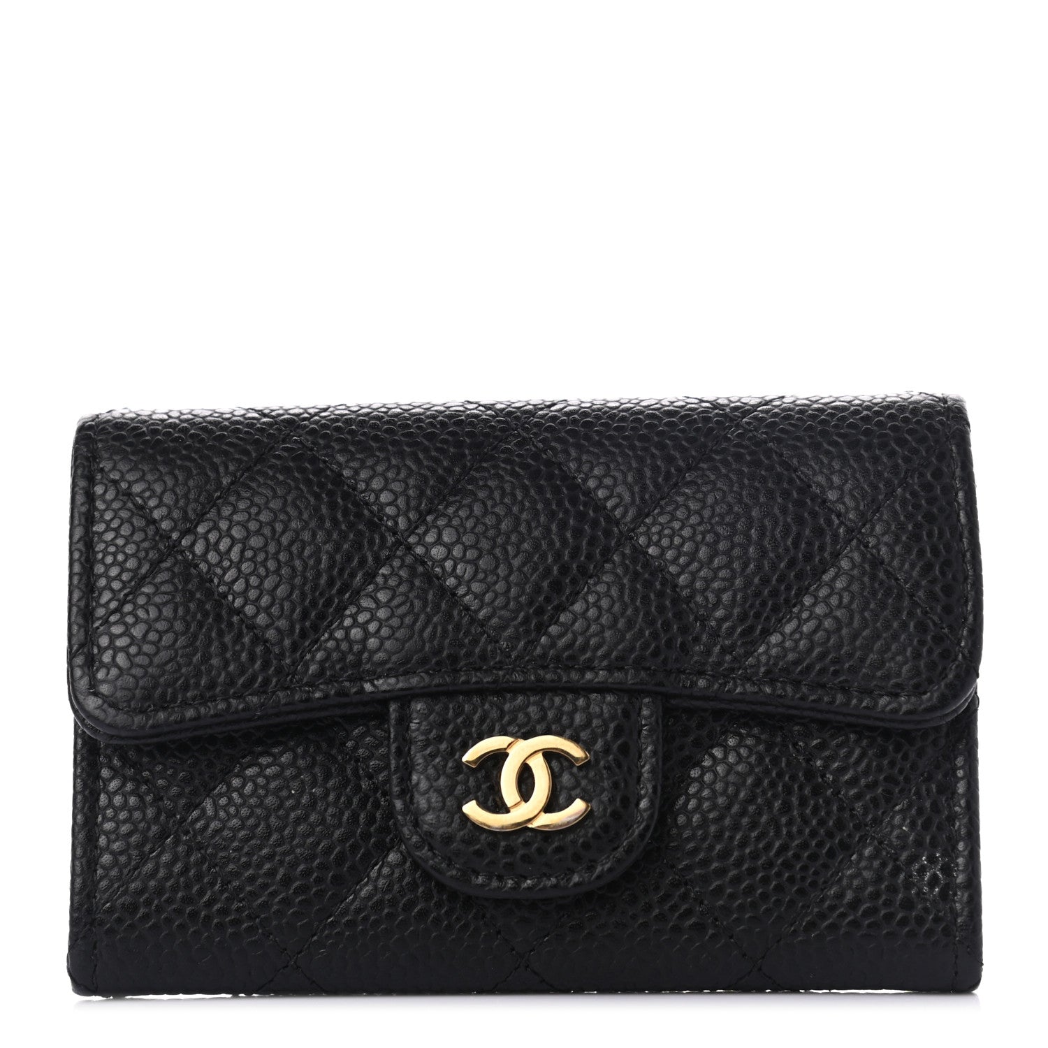Chanel Caviar Quilted Flap Card Holder Wallet Black 1 of 8