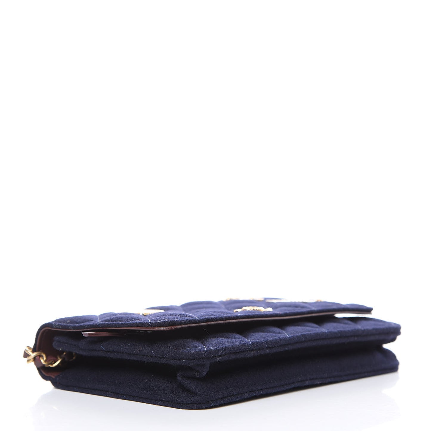 Felt Quilted Paris-Hamburg Charms Wallet On Chain WOC Dark Navy