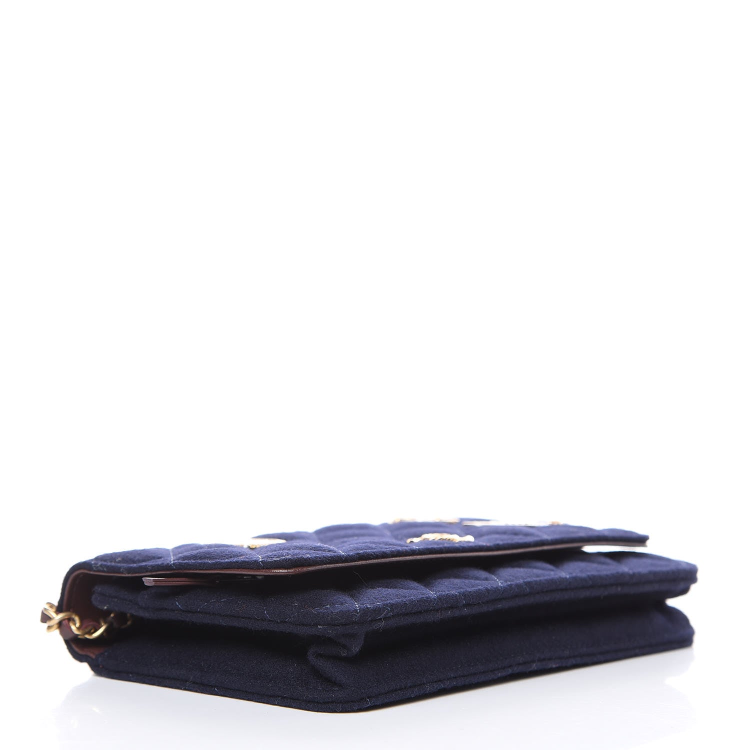 Chanel Felt Quilted Paris-Hamburg Charms Wallet On Chain WOC Dark Navy 4 of 9