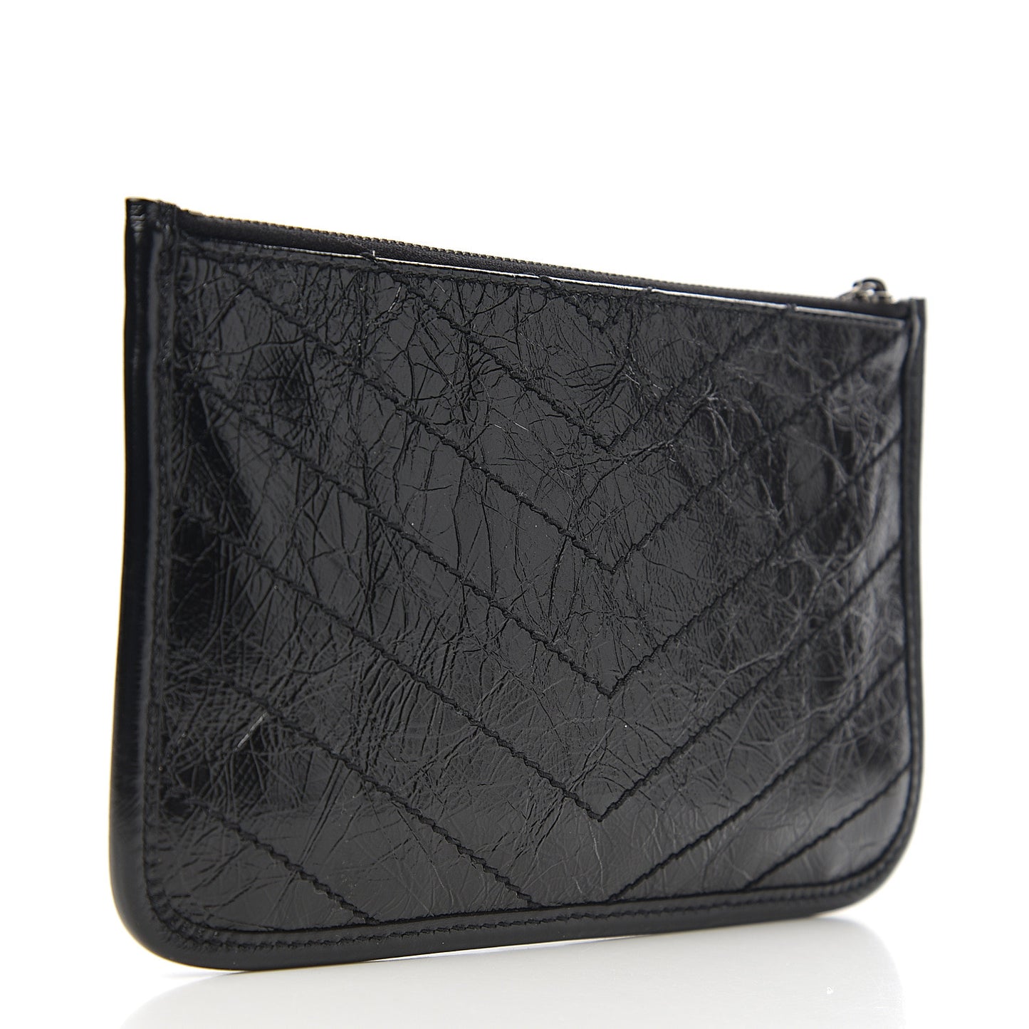 Crinkled Calfskin Matelasse Monogram Niki Bill Pouch Black