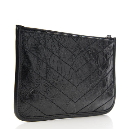Saint Laurent Crinkled Calfskin Matelasse Monogram Niki Bill Pouch Black 2 of 6