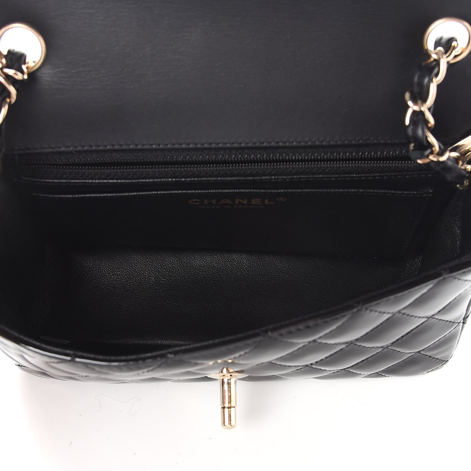 Chanel Patent Calfskin Quilted Mini Rectangular Flap Black 4 of 9