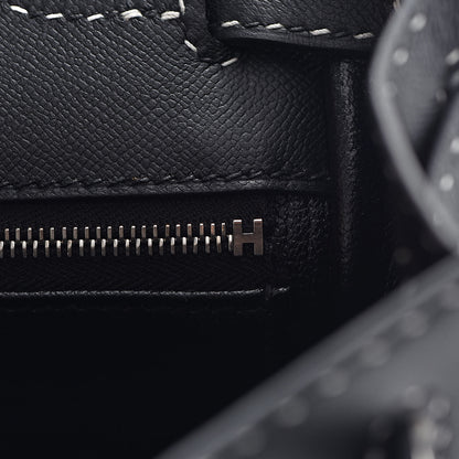 Hermes Grained Monsieur Un Point Sur Deux Kelly Sellier 28 Black 28 of 36