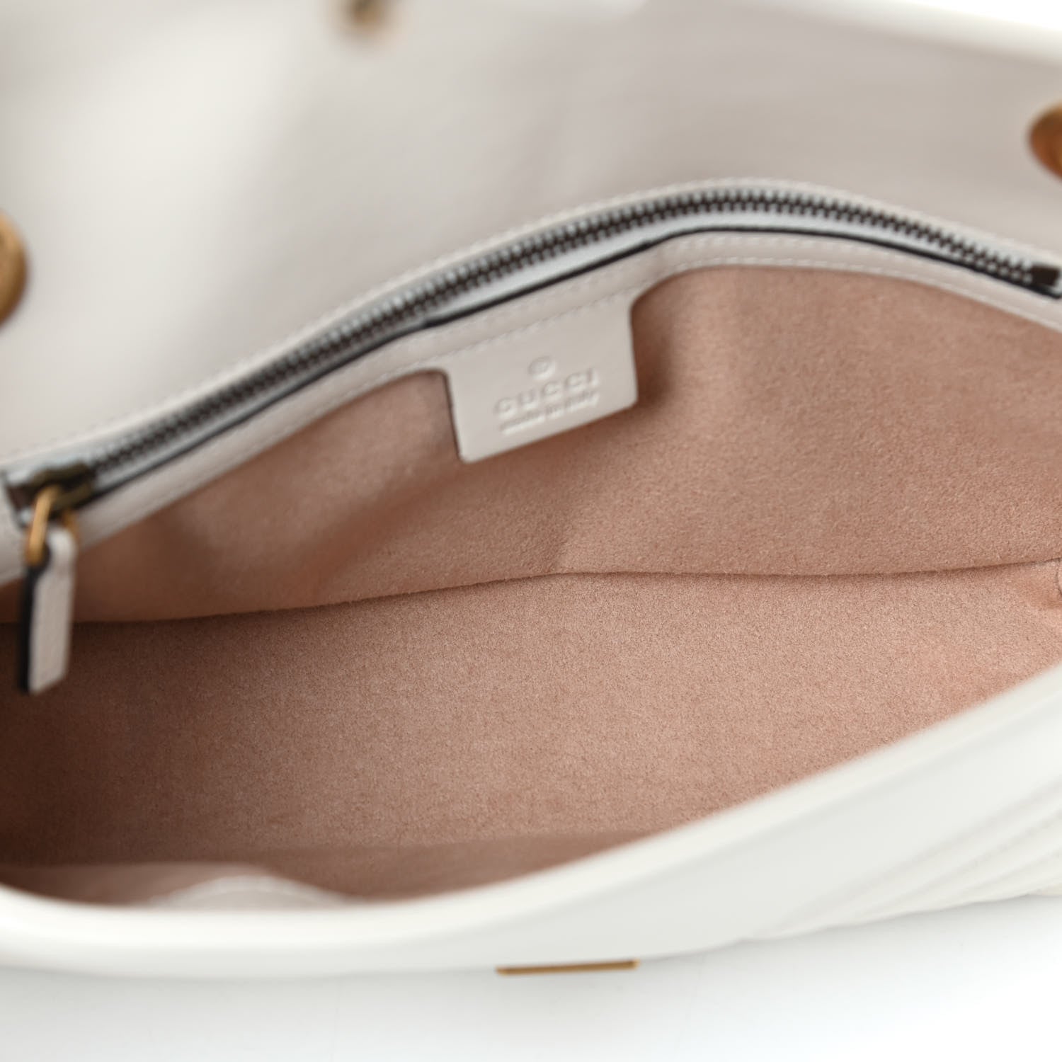 Gucci Calfskin Matelasse Small GG Marmont Shoulder Bag White 5 of 9
