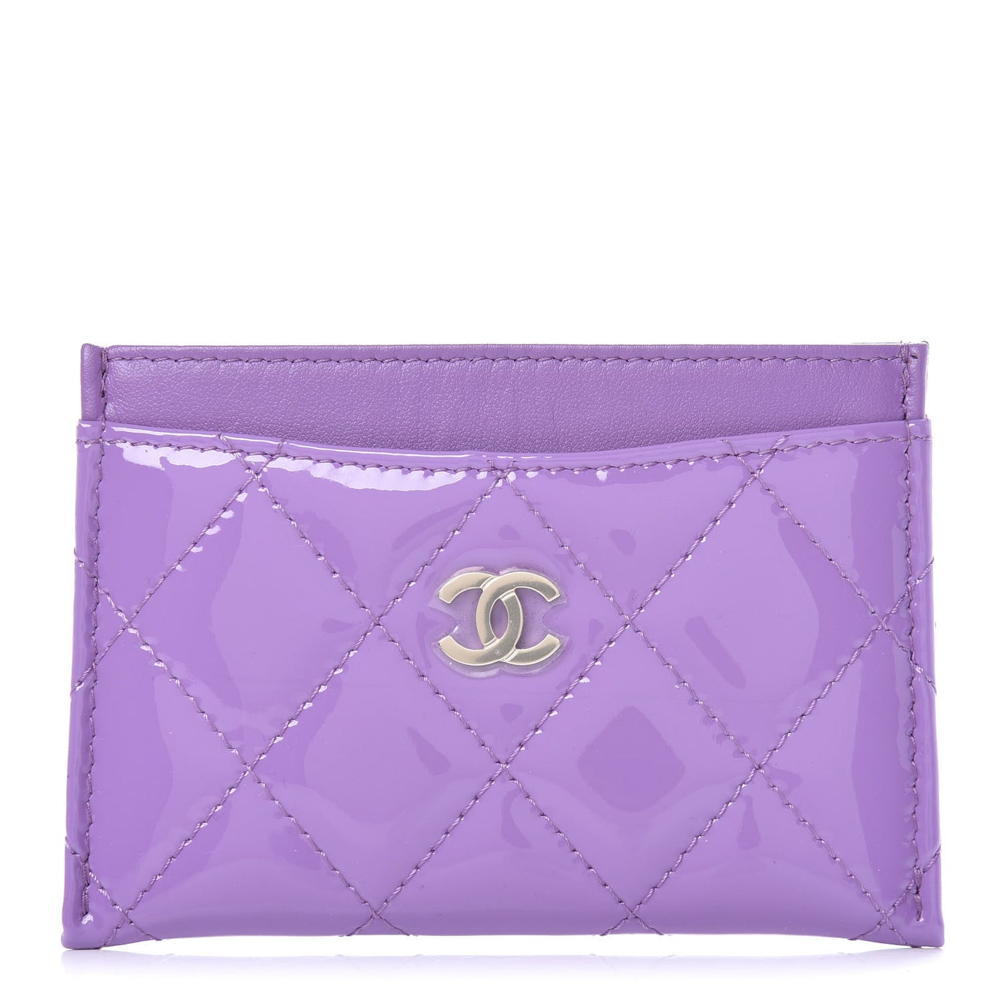 Patent Quilted Card Holder Purple