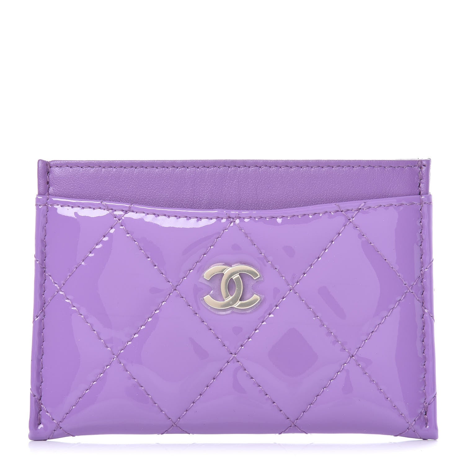 Chanel Patent Quilted Card Holder Purple 1 of 9