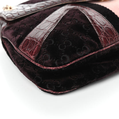 Gucci Velvet Monogram Crocodile Tom Ford Jeweled Dragon Shoulder Bag Purple Pink 8 of 9