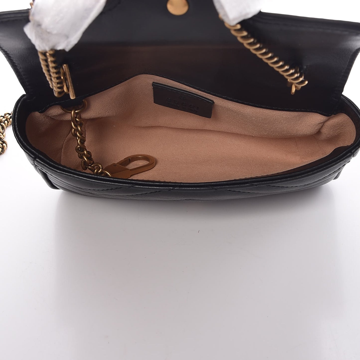 Calfskin Matelasse Super Mini GG Marmont Shoulder Bag Black