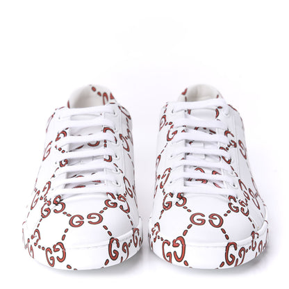 Gucci Calfskin GucciGhost Print Womens Ace Sneakers 39.5 White Hibiscus Red 2 of 10