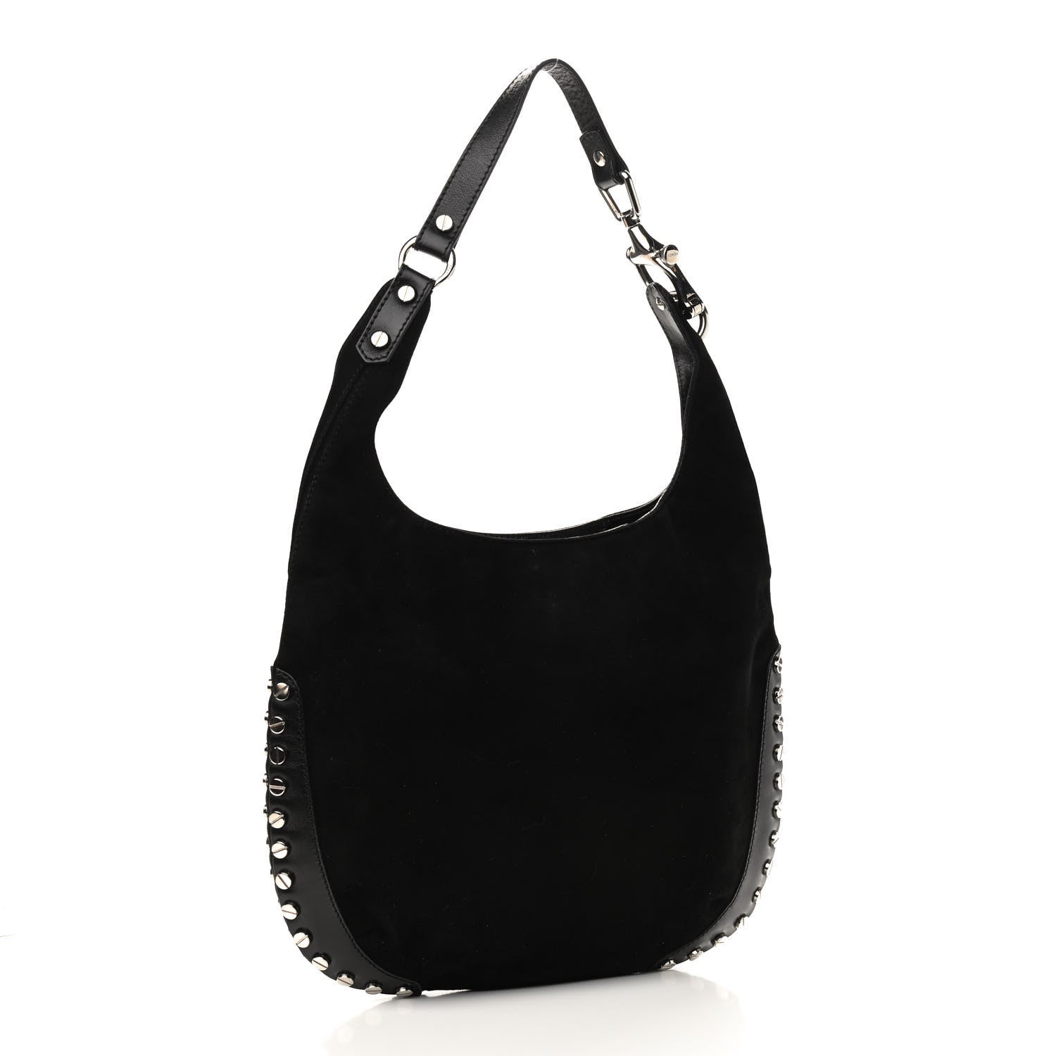 Fendi Suede Studded Hobo Black 3 of 10