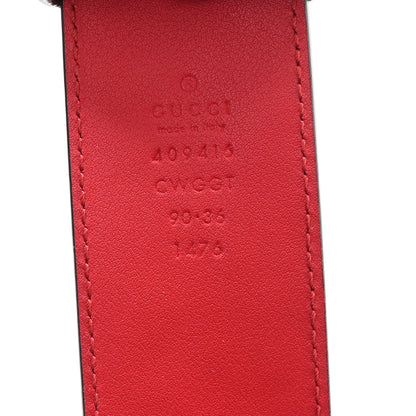 Gucci Textured Calfskin Flower Embroidered Double G 40mm Belt 90 36 Hibiscus Red 3 of 5