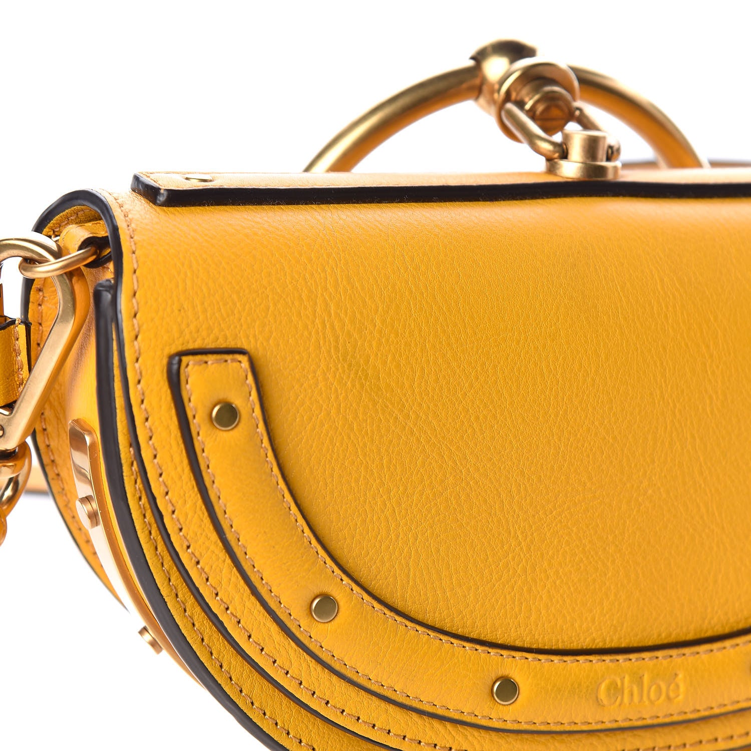 Chloe Calfskin Small Nile Bracelet Minaudiere Bag Dark Ochre 9 of 14