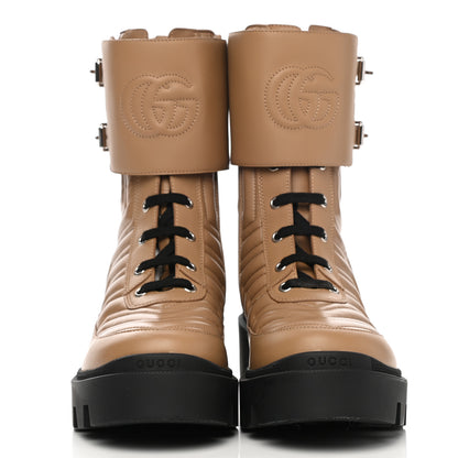 Gucci Nappa Frances GG Matelasse Platform Combat Boots 39.5 Beige 2 of 8