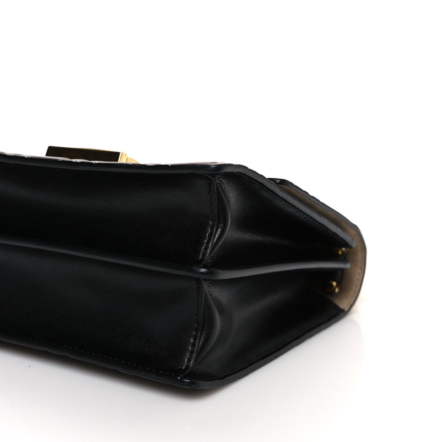 Fendi Vitello Liberty Bi-Color FF 1974 Embossed Small Kan U Shoulder Bag Maya Black 10 of 13