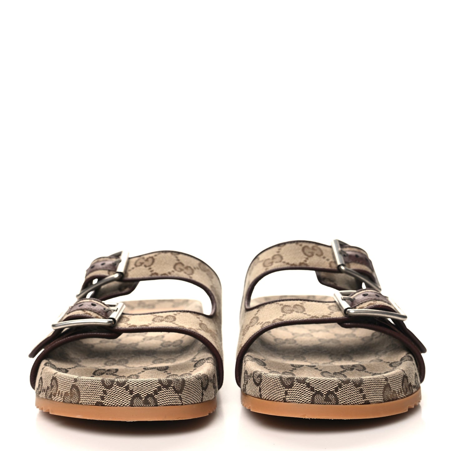 GG Monogram Lavaredo Eco Fabric Mens Slide Sandals With Straps 9 Beige Ebony Light Brown