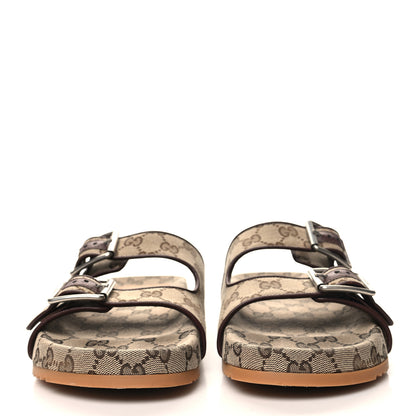Gucci GG Monogram Lavaredo Eco Fabric Mens Slide Sandals With Straps 9 Beige Ebony Light Brown 2 of 8