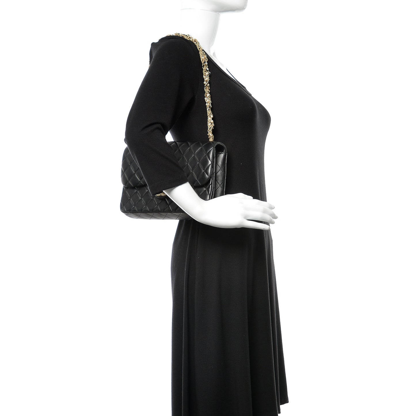 Lambskin Quilted Medium Westminster Pearl Flap Black