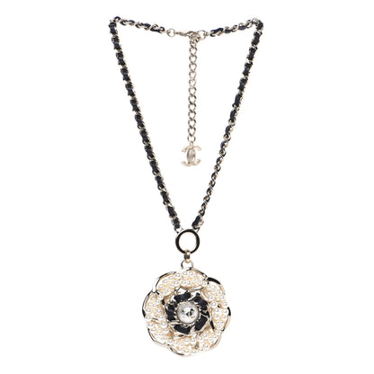 Chanel Lambskin Pearl CC Camellia Chain Necklace Gold 3 of 10