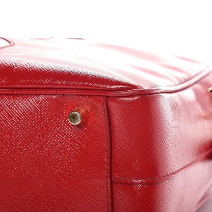 Prada Saffiano Vernice Floral Bauletto Bag Rosso Bianco 11 of 12