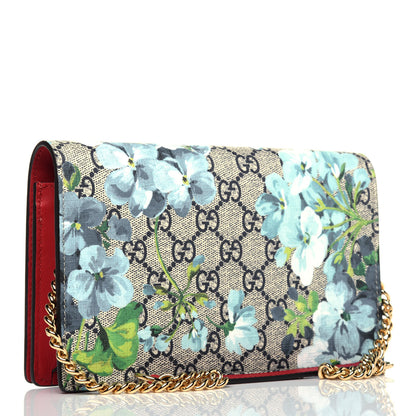Gucci GG Supreme Monogram Blooms Chain Wallet Blue 3 of 11