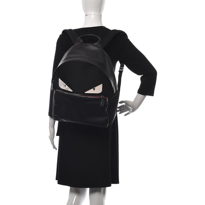 Fendi Nylon Vitello Liberty Metal Monster Eyes Rounded Backpack Black 2 of 10