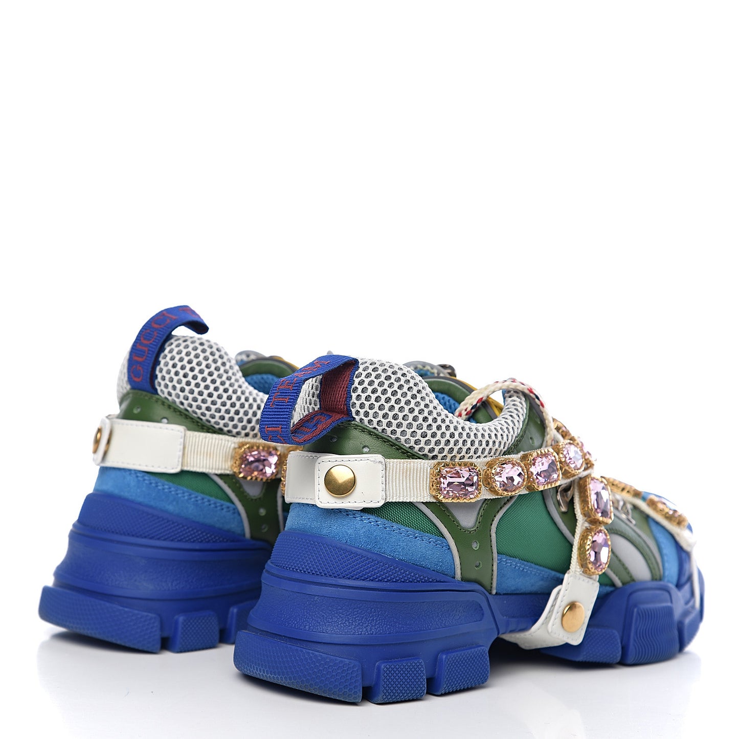 X SEGA Nylon Calfskin Suede Removable Crystals Flashtrek Sneakers 36.5 New Shamarock Bright Splash Vintage Green