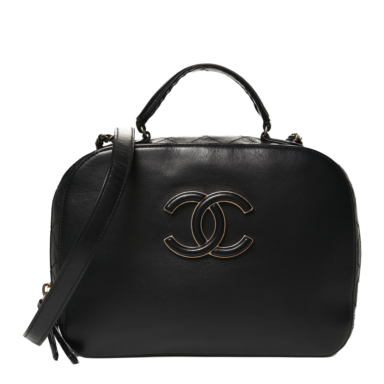 Chanel Shiny Calfskin Goatskin Quilted Coco Curve Vanity Black 1 of 10