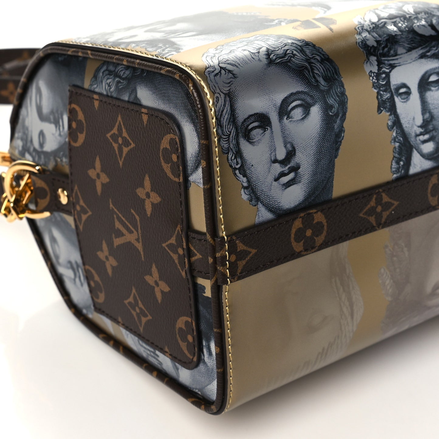 X FORNASETTI Calfskin Fornasetti Speedy Bandouliere 25 Gold