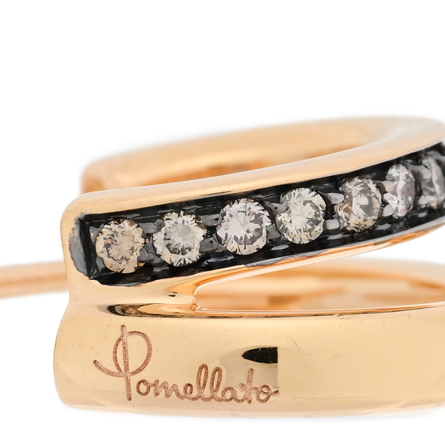 18K Rose Gold Brown Diamond Iconica Double Hoop Earrings