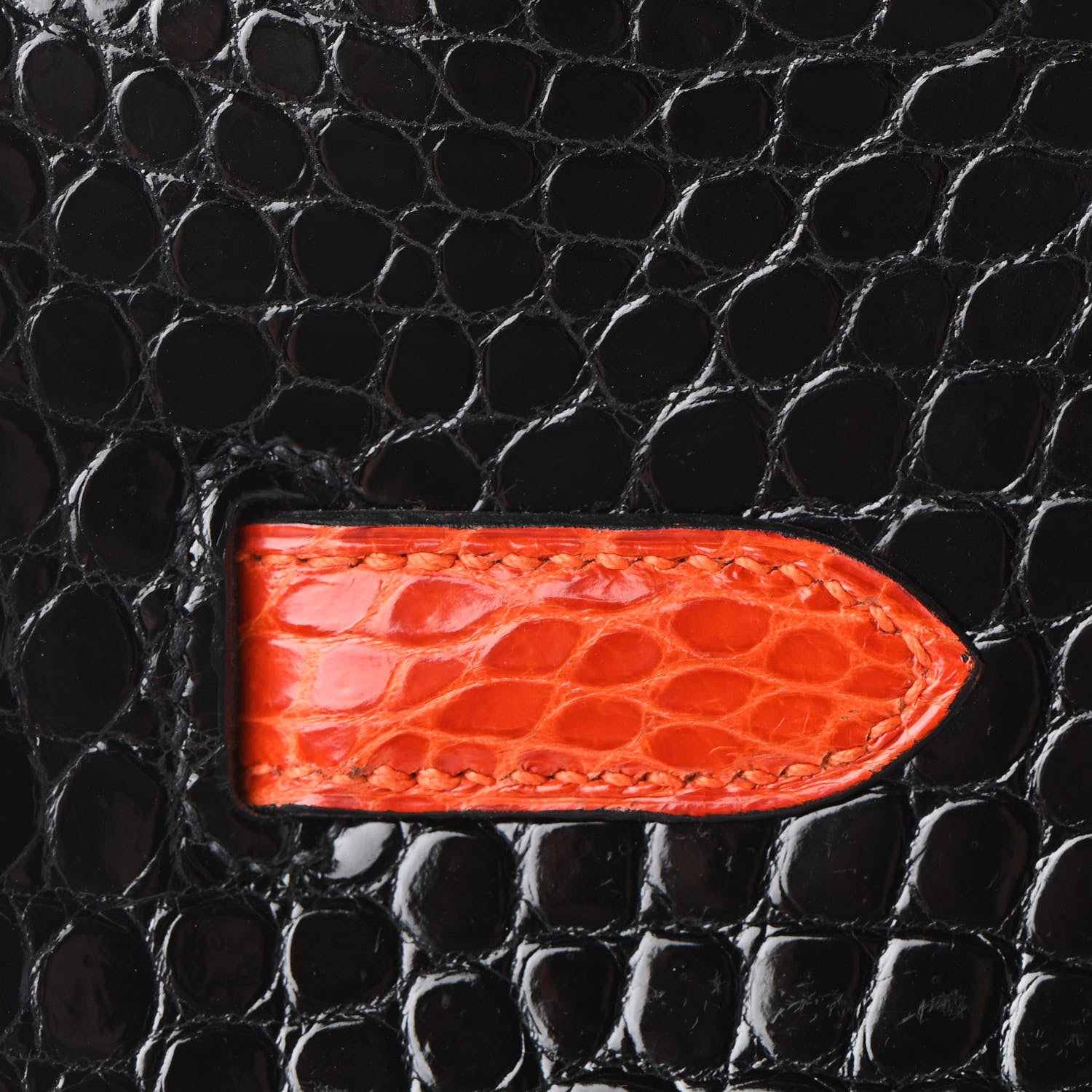 Hermes Shiny Porosus Crocodile Birkin 35 Black Orange 11 of 34