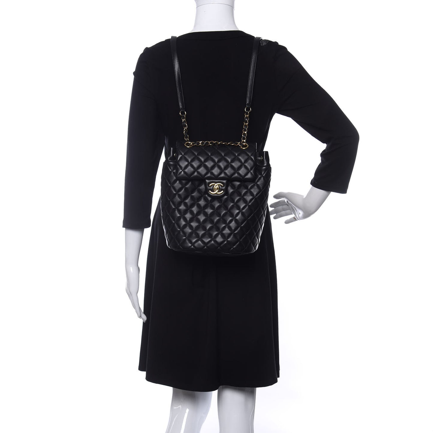 Calfskin Quilted Small Urban Spirit Backpack Black
