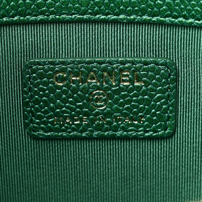 Chanel Metallic Caviar Quilted Medium Cosmetic Case Green 6 of 8
