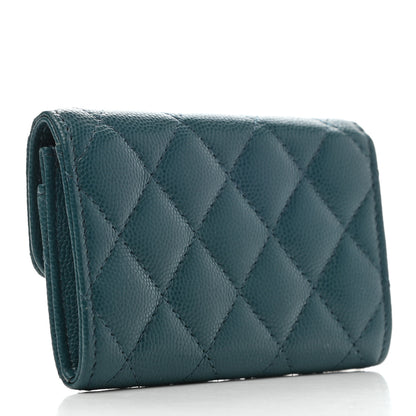 Chanel Caviar Quilted Flap Card Holder Wallet Turquoise 3 of 9