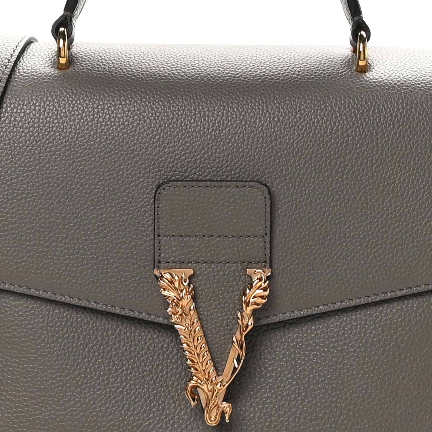 Versace Calfskin Virtus Top Handle Bag Grey 7 of 9