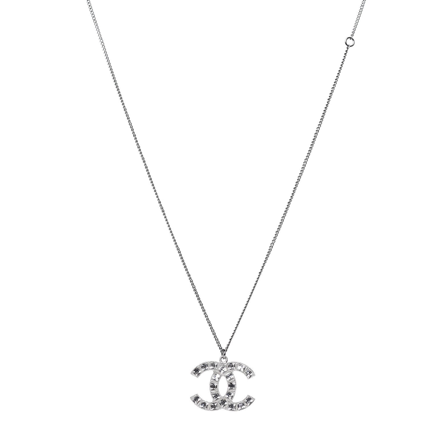 Crystal Large CC Necklace Silver