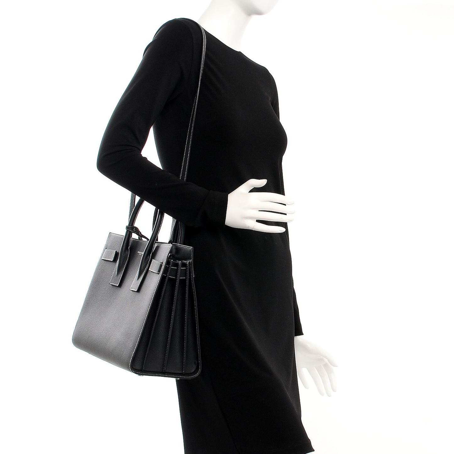Grained Calfskin Small Sac De Jour Black