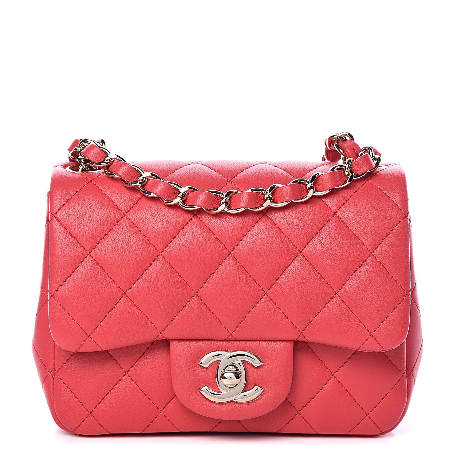 Chanel Lambskin Quilted Mini Square Flap Light Red 1 of 10