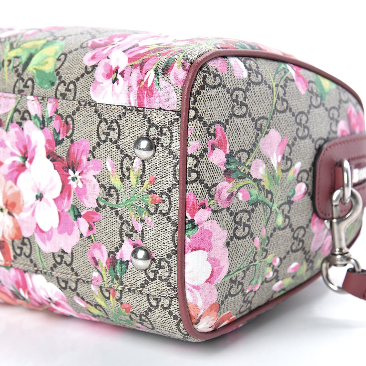 Gucci GG Supreme Monogram Blooms Small Boston Beige Multicolor Dry Rose 10 of 11