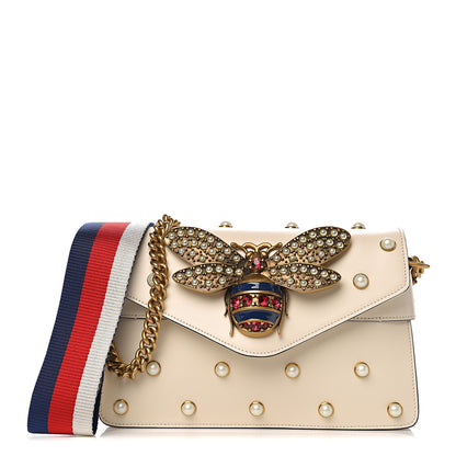 Gucci Nappa Pearl Studded Mini Queen Margaret Broadway Shoulder Bag Mystic White 1 of 10