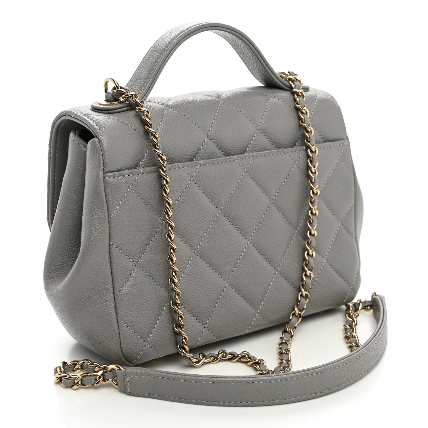 Caviar Quilted Small Business Affinity Flap Grey