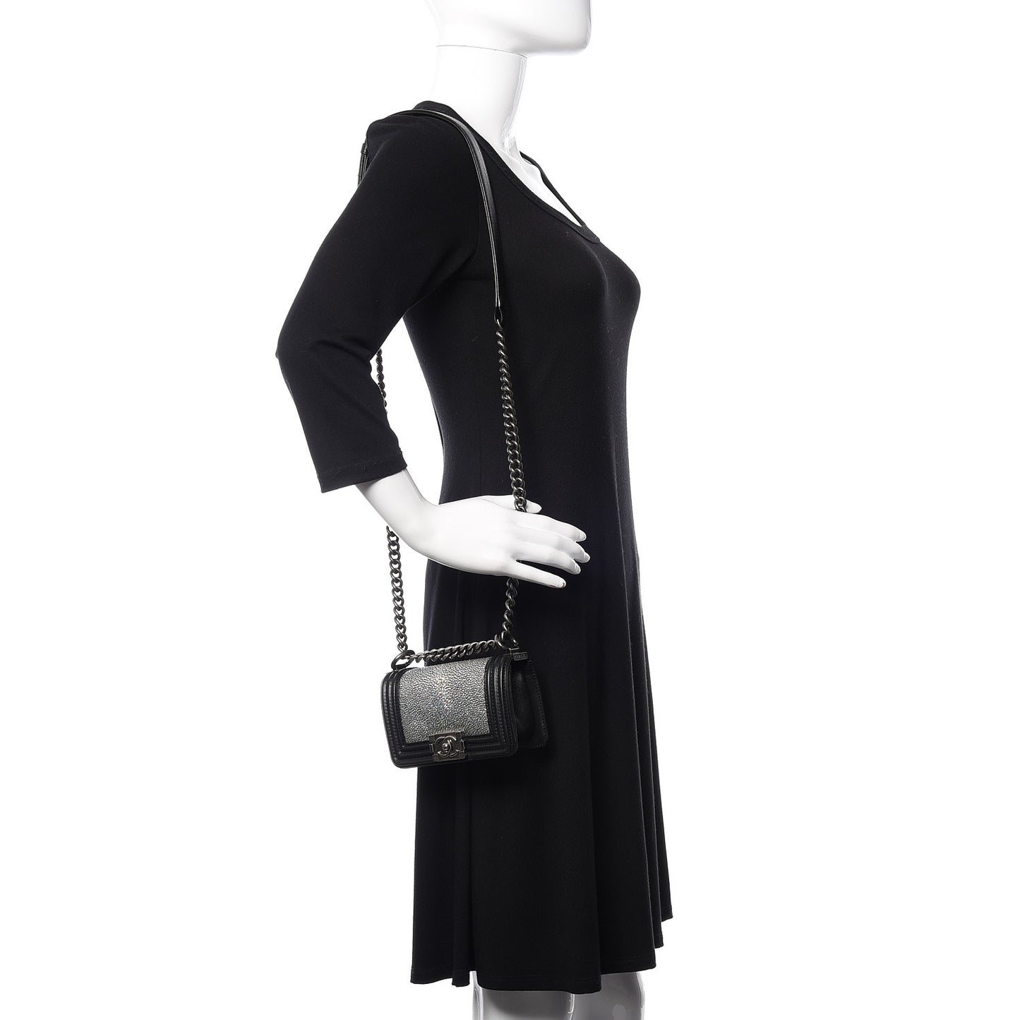 Galuchat Stingray Mini Boy Flap Black Silver