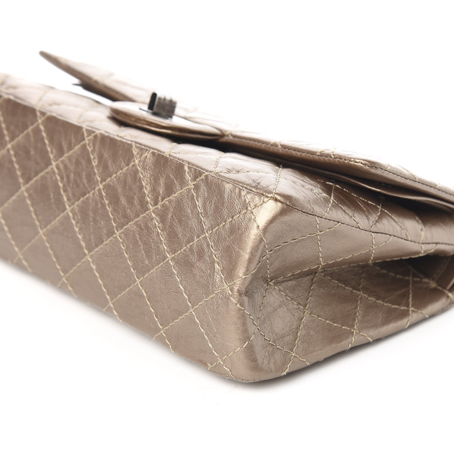 Metallic Aged Calfskin Quilted 2.55 Reissue 225 Flap Gold