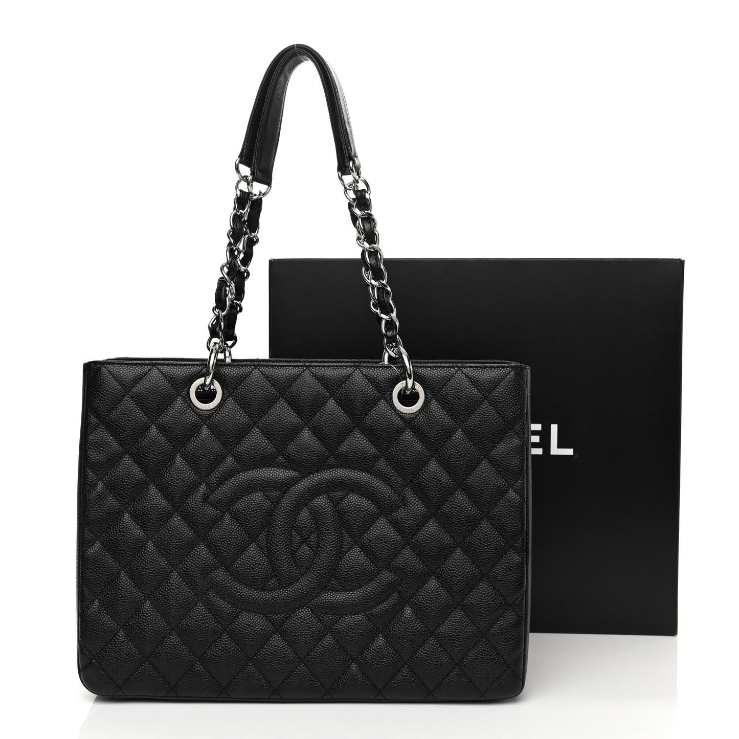 Caviar Quilted Grand Shopping Tote GST Black