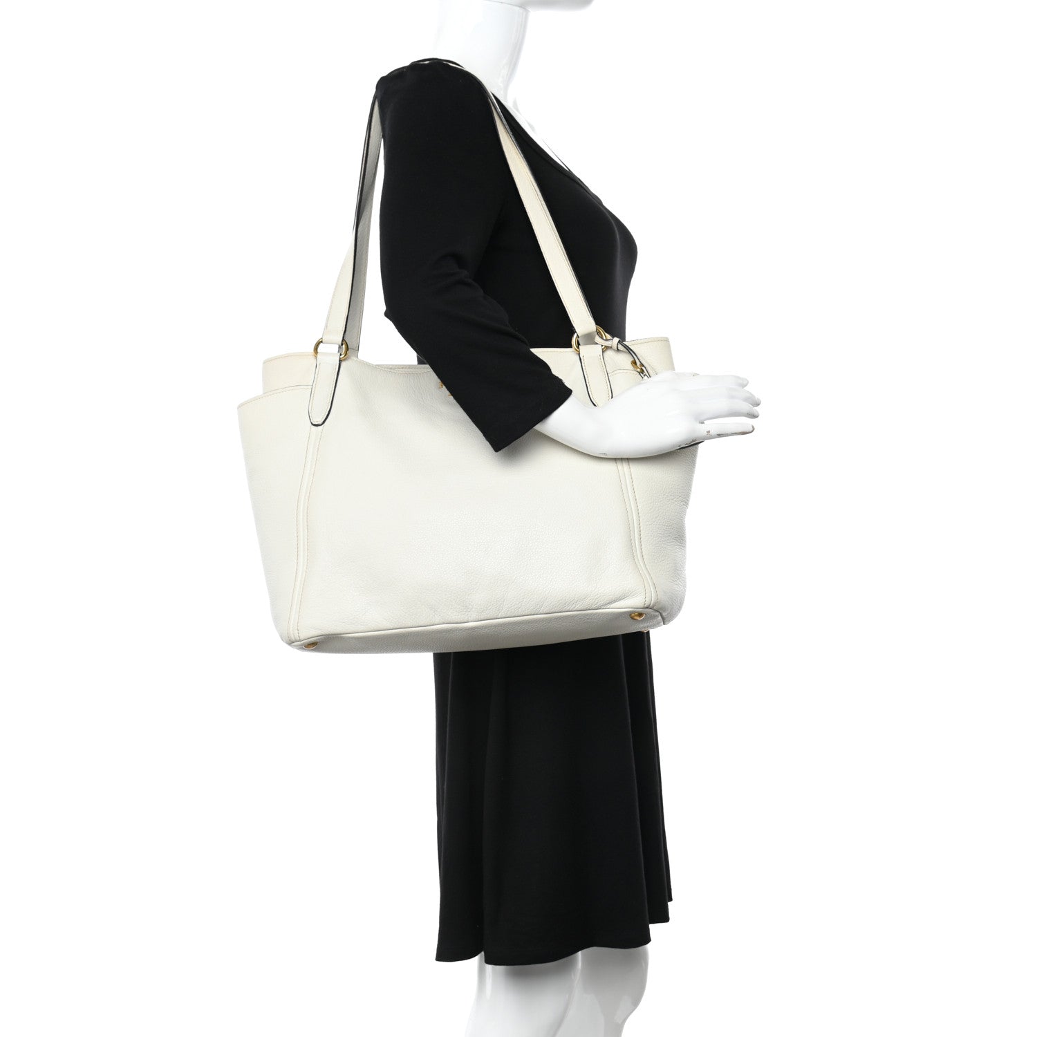 Prada Vitello Daino Side Pocket Tote Talco 2 of 14