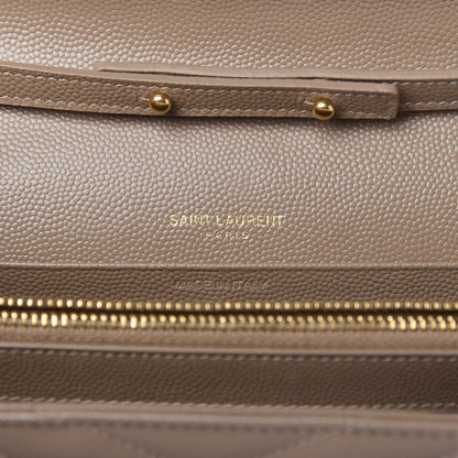 Saint Laurent Grain De Poudre Matelasse Chevron Monogram Chain Wallet Light Taupe 8 of 10